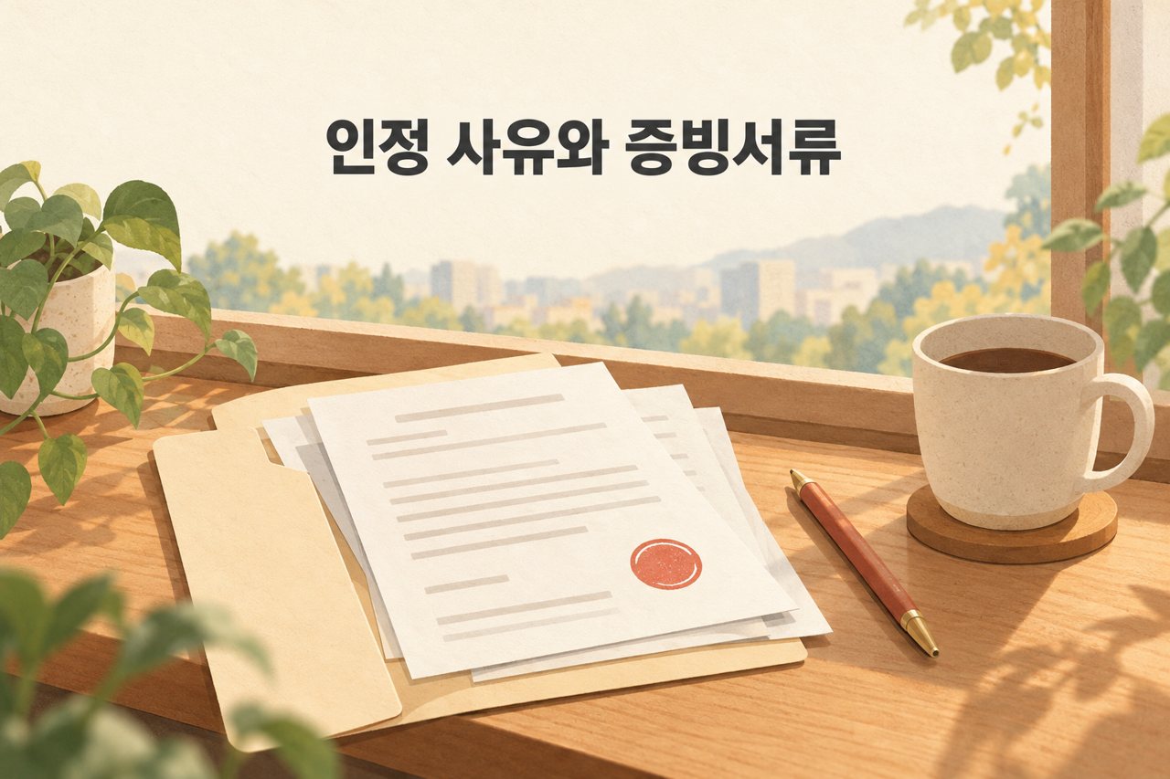 인정 사유와 증빙서류